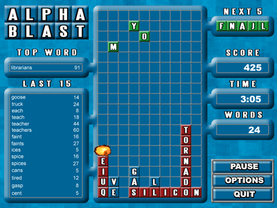 Alpha Blast Tetris Word game variation!