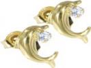  Gold Pearl Dolphin Earrings 