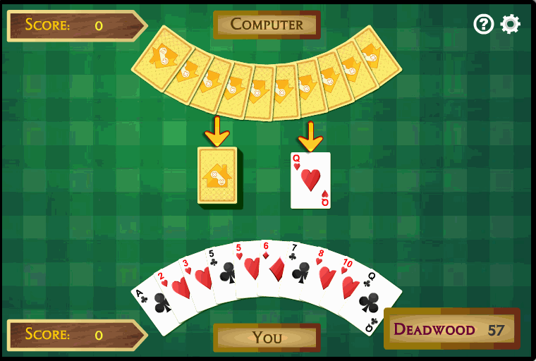 Computer generated card game with one player competing against the computer.