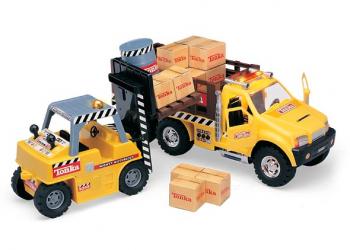  Tonka Mighty Motorized Fork Lift and Stake Truck 